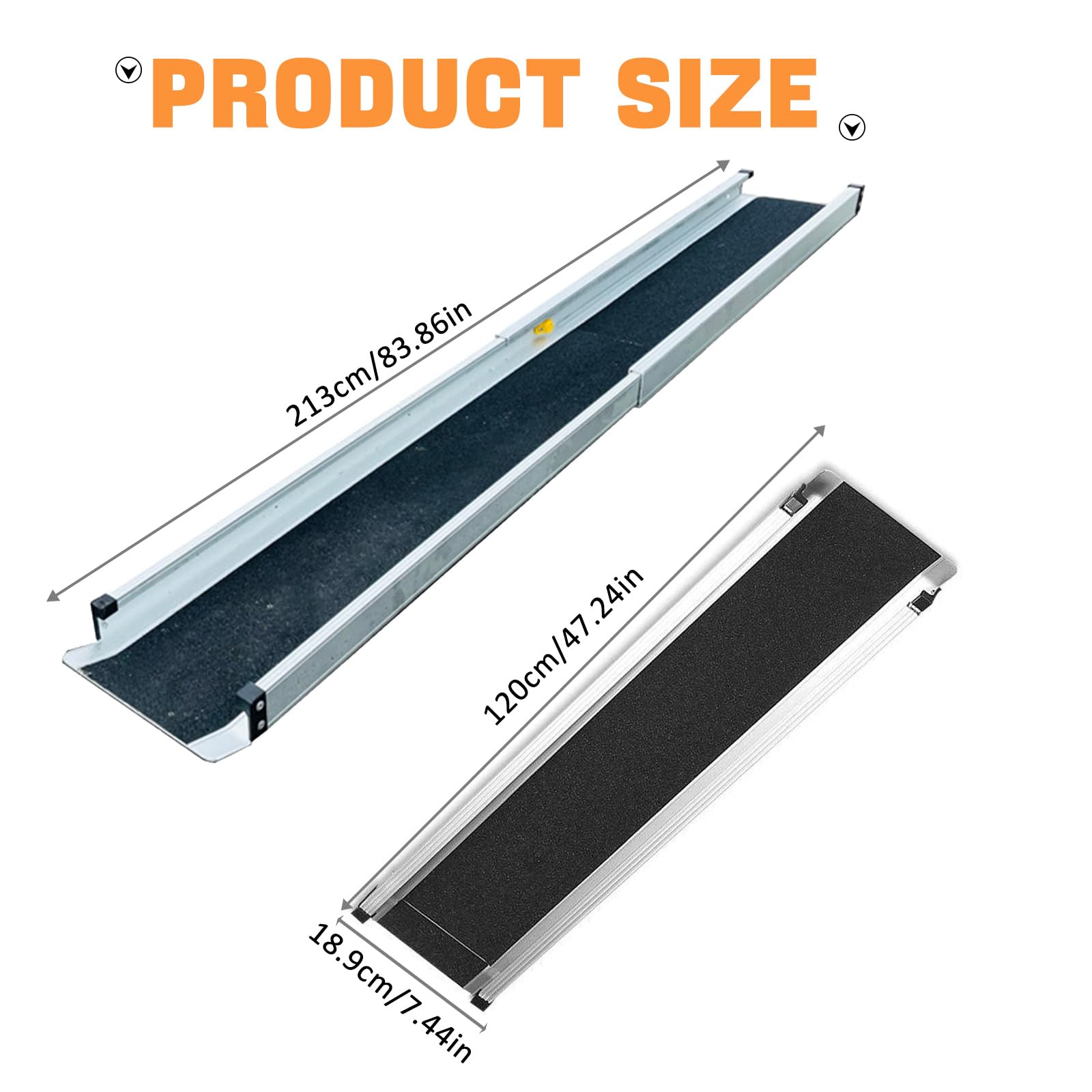 Rampa Telescópica para Silla De Ruedas De 2,13 M (7 Pies) Ajustable, Portátil, De Aluminio, con Umbral, Plegable, para Scooter De Movilidad, con Superficie Antideslizante, 7FT
