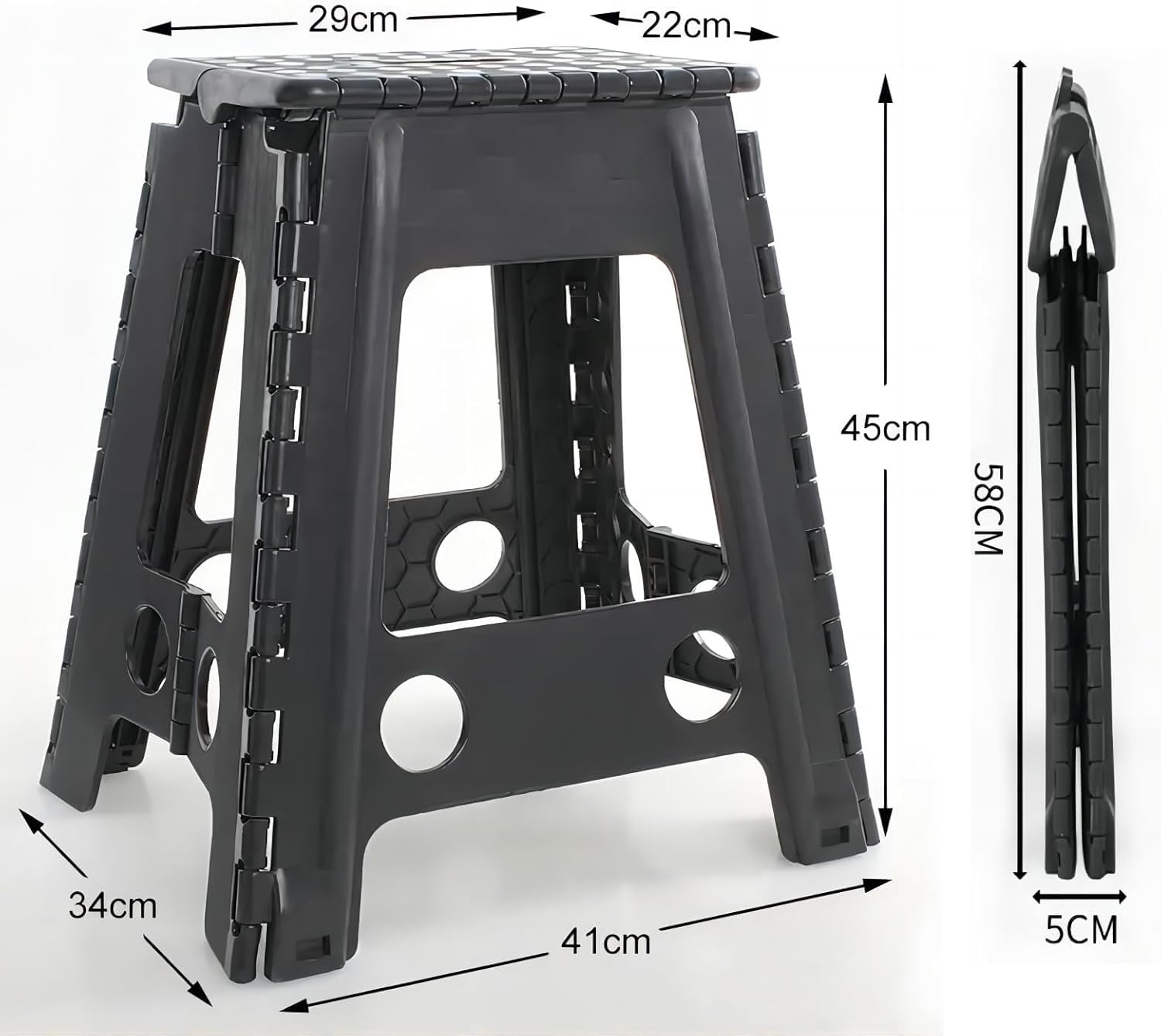 Taburete Plegable Portatil 45cm de Altura - Escalón para Adultos y Niños - Silla de Cocina, Baño y Jardín