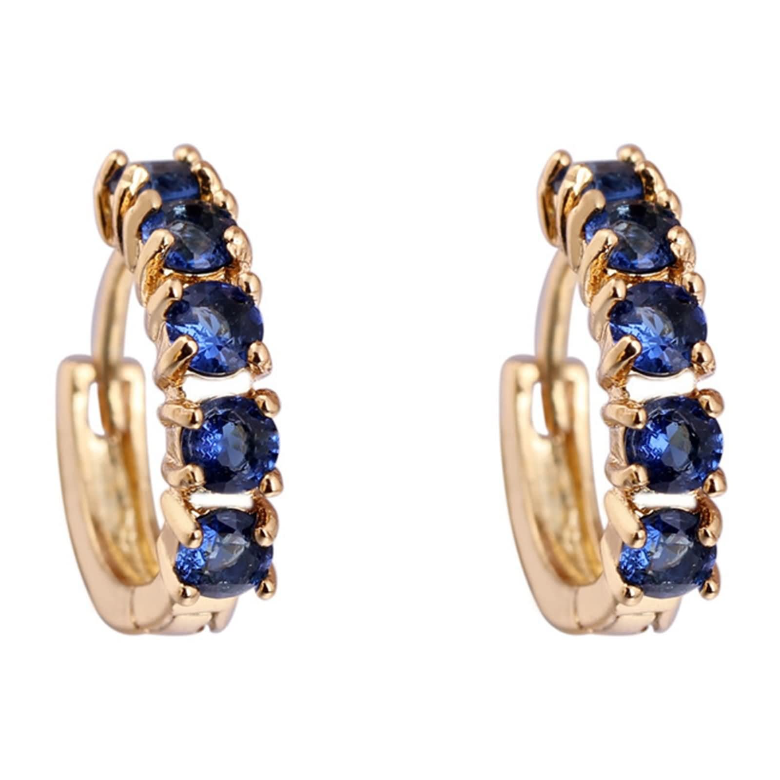 Pendientes de aro para mujer, oro 750, elegantes pendientes para mujer, círculo con moissanita, zafiro creado, para boda, oro amarillo