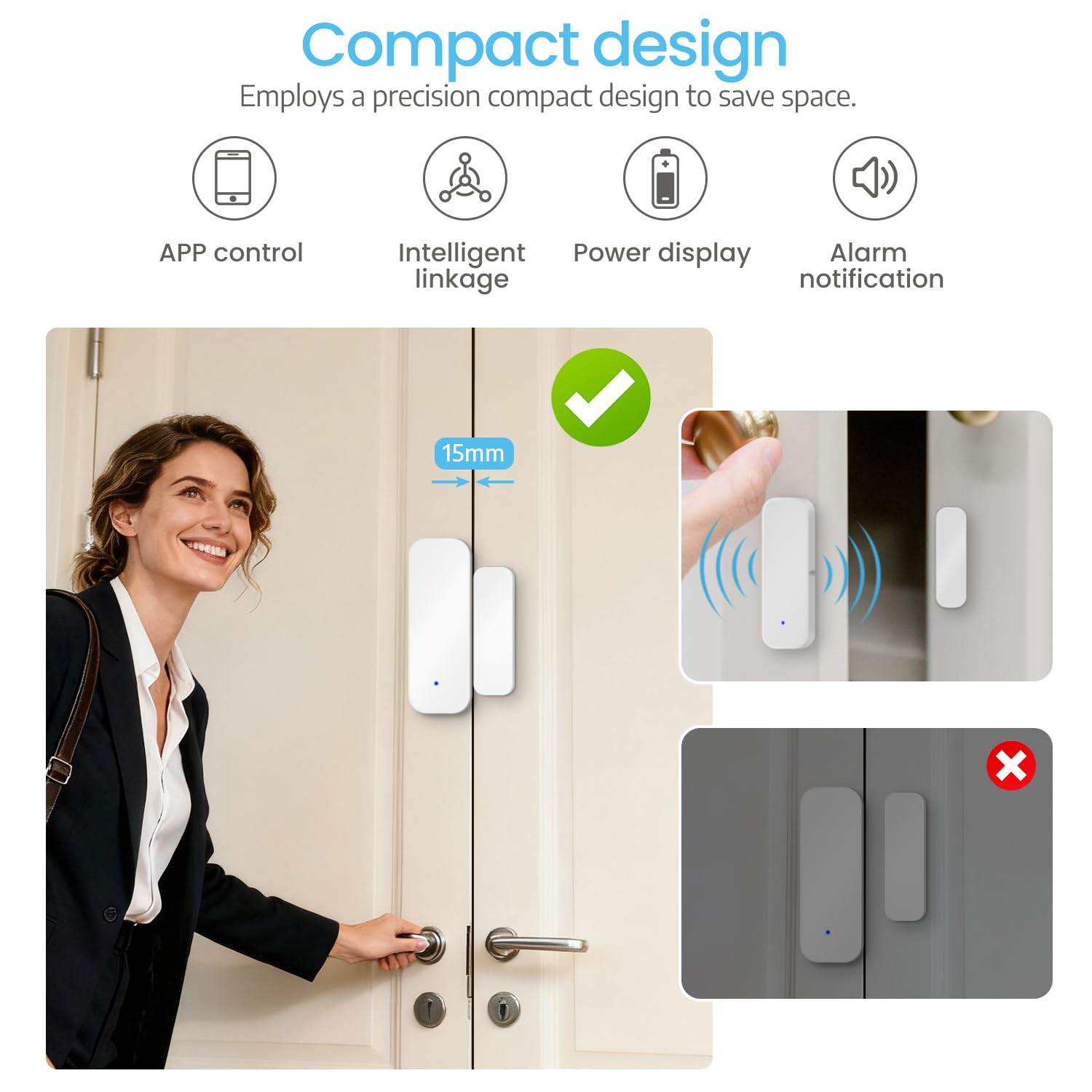 9 Stücke Fensterkontakt Zigbee, Tür Fensterkontakt Smart Home | LincoSoft Zigbee Türsensor kompatibel mit Alexa und Google Home, benötigt Tuya Gateway, , für Haus, Garage