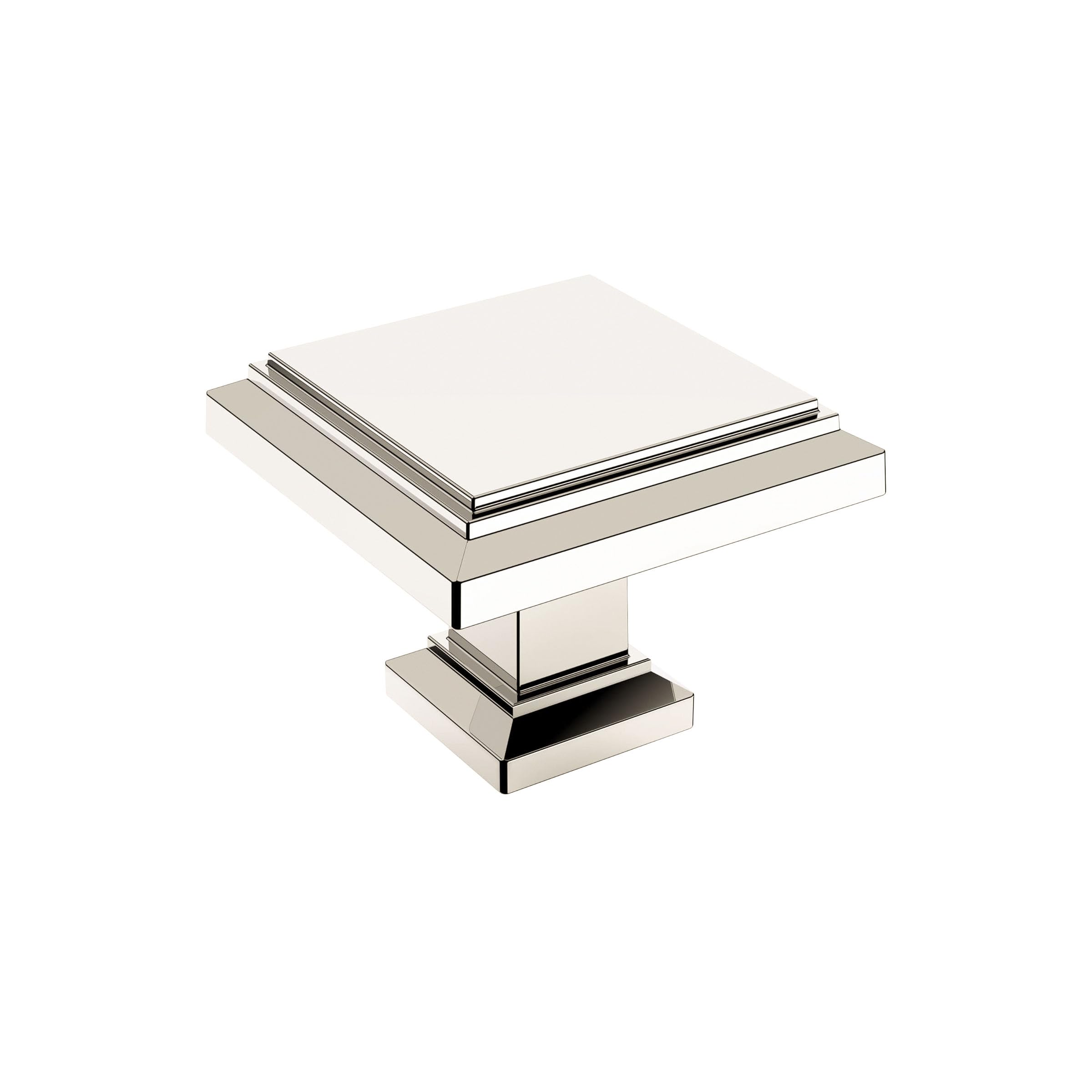 Khtumeware 10 Pack Polished Nickel Cabinet Knobs - Square Solid Zinc Drawer Hardware for Kitchen and Dresser Drawers - 1