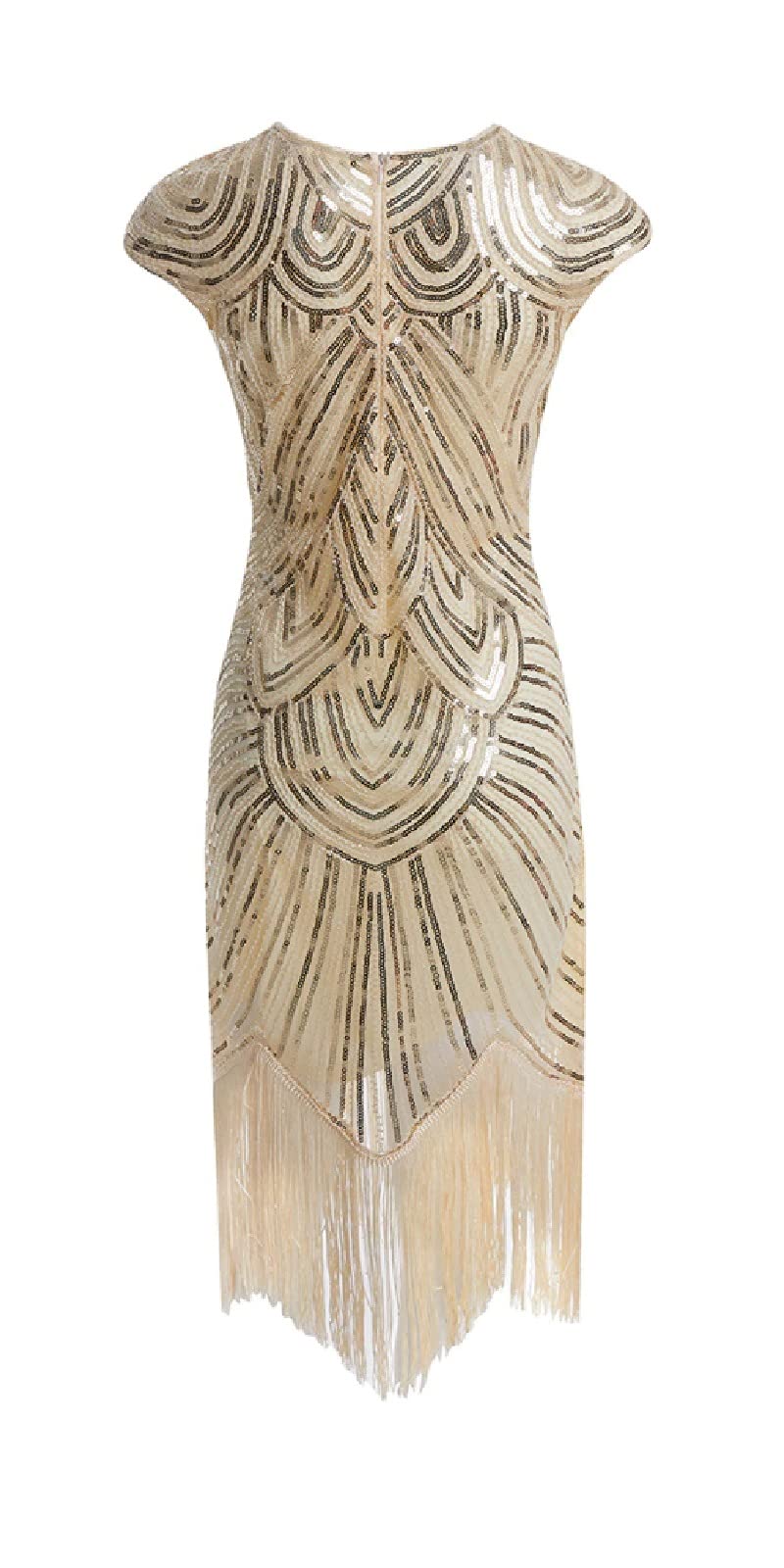 MIMIKRY Robe Charleston à paillettes pour femme avec franges