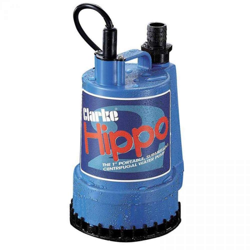 Clarke International Blue Clarke Hippo 2 1" 250W Submersible Water Pump, 85Lpm Flow, 6M Lift, 230V With Thermal Overload Protection