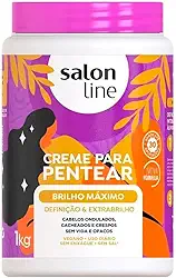 Salon Line, Creme de Pentear, Brilho Máximo, Definição e Extrabrilho, Repara as Fibras - Cabelos Ondulados, Cacheados e Crespos, 1 Kg