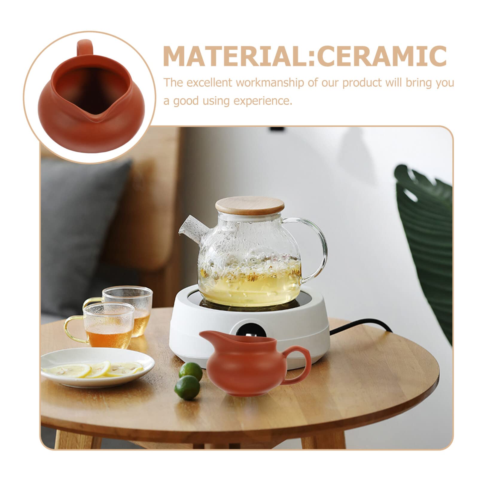 BESTonZON Coffee Creamer Milk Creamer Jug Ceramic Sauce Pitcher with Handle Coffee Syrup Jar Server Dipping Bowl Gravy Sauce Boat Creamer Pitcher Sauce Pitcher for Home Kitchen Red Syrup Dispenser