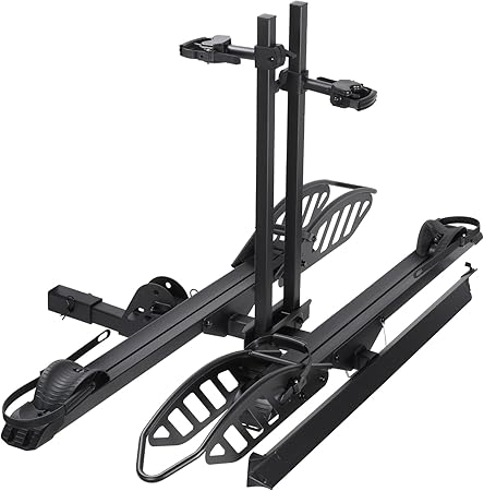 Ebike Rack with Ramp, 200 lbs Ebike Racks for Tow Hitch, 2-Bike Rack for Cars Trucks SUVs Minivans, Folding Ebike Carrier Fit up to 5 Inches Fat Tire, 2" Receiver