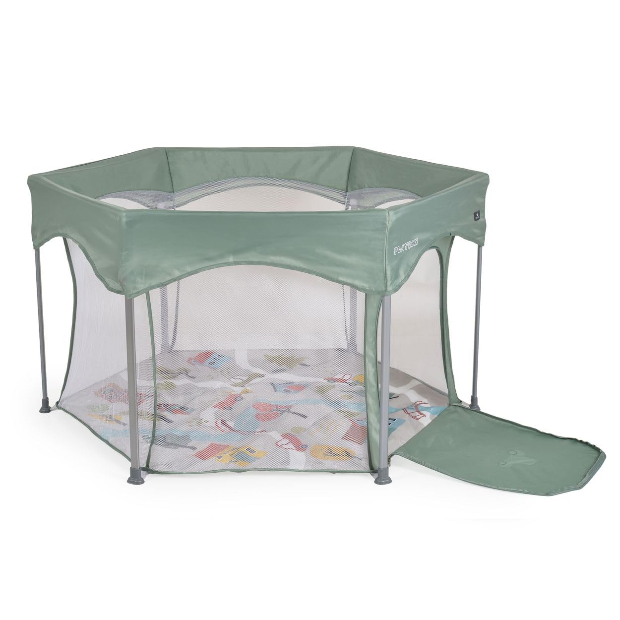 Cangaroo Kojec Playbox składany materac, torba do przenoszenia, otwarcie, zielony