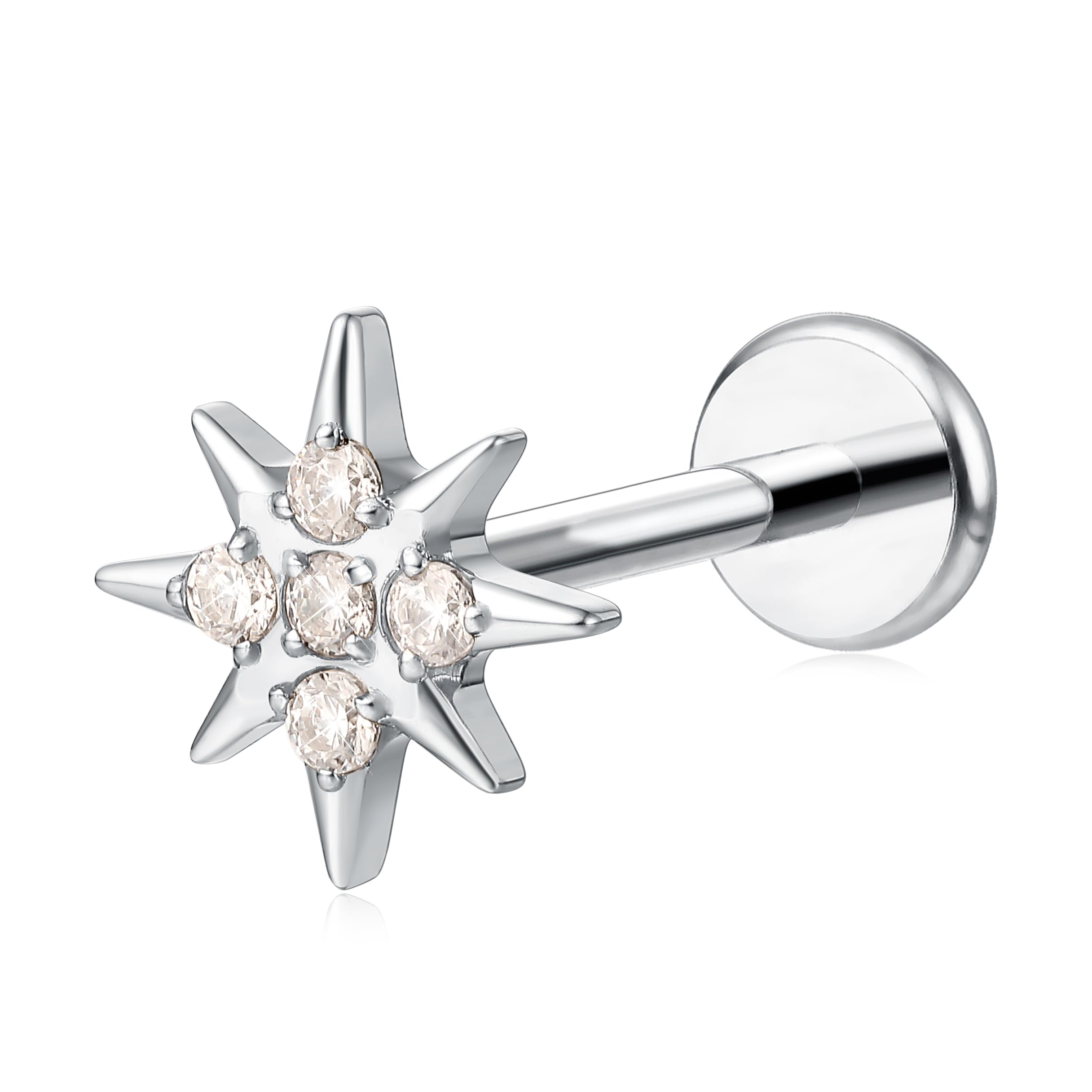 limerenciaPure Titanium F136 Hypoallergenic Piercing Jewelry,Flat Back Internally Threaded Stud Earring 18g for Cartilage/Tragus/Helix/Conch/Nose/Lip