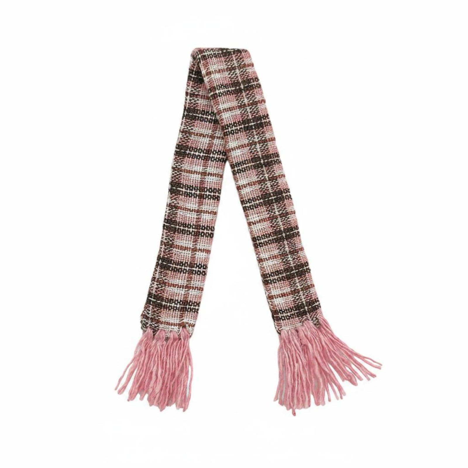 MERISHOPP Autumn Winter Fashion OB11 Doll Scarf Vintage Design 1/12 Scale Doll Scarf for Hobbyists, Miniature Scene Display, Pink Coffee Plaid-image-46
