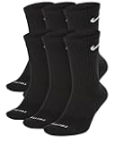 Everyday Plus Cotton Cushioned Crew Socks (6 Pair) (Black, Large)