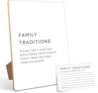 Family Traditions Baby Shower Games,Baby Shower Decorations,Baby Shower Signs,Gender Reveal Decorations,Baby Shower Bingo,1 Wooden Play Sign with Stand and 50 Party Cards Set