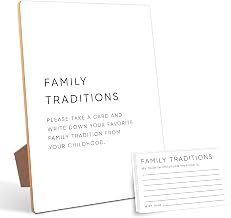 Family Traditions Baby Shower Games,Baby Shower Decorations,Baby Shower Signs,Gender Reveal Decorations,Baby Shower Bingo,1 Wooden Play Sign with Stand and 50 Party Cards Set