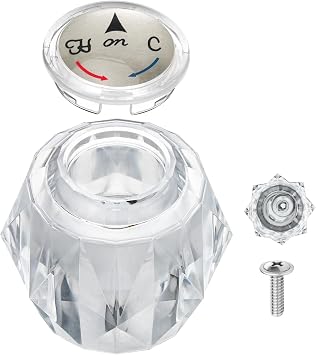 RP2391 Single Shower Knob Replacement for Delta Faucet, Single Clear Knob Handle Kit with Set Screw and Button Fit for Delta 600 Series Tub/Shower Faucet