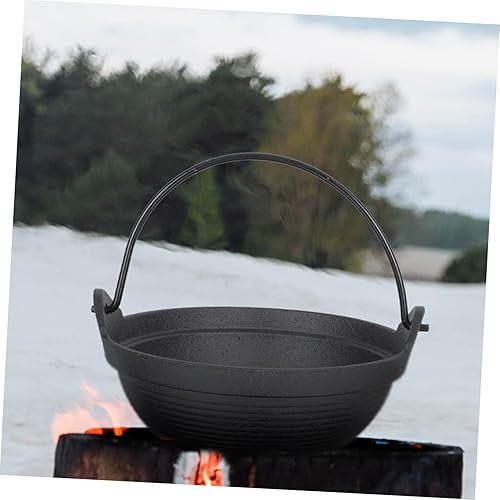 Miniatura 4 de DOITOOL Olla japonesa Sukiyaki de hierro fundido Nabe Tetsu de una sola porción Nabe Shabu Shabu Sartén caliente Sukiyaki con tapa de madera para el