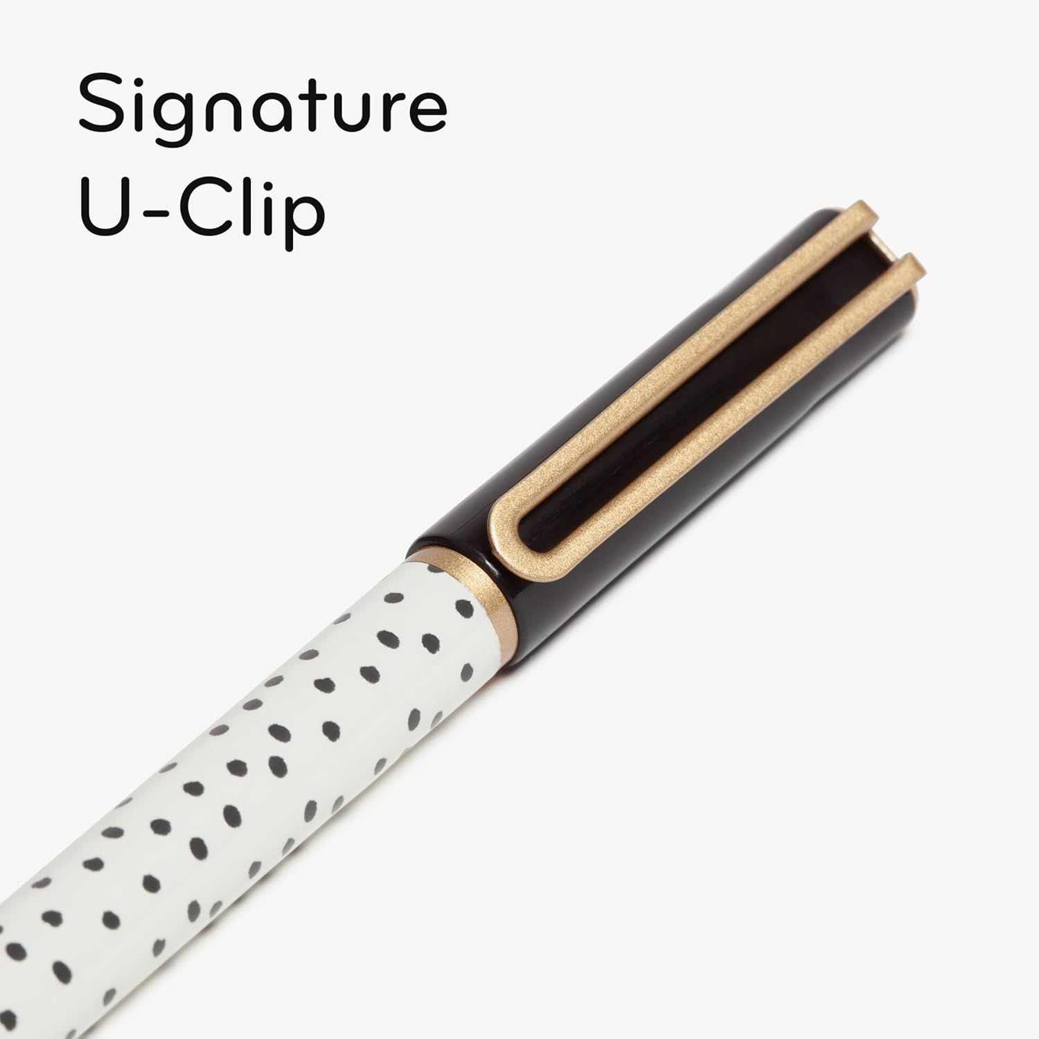 U Brands Catalina Felt Tip Pens, Set of 12, Stripes and Dots with Gold Details, Medium (0.7 mm) Point, Black Ink