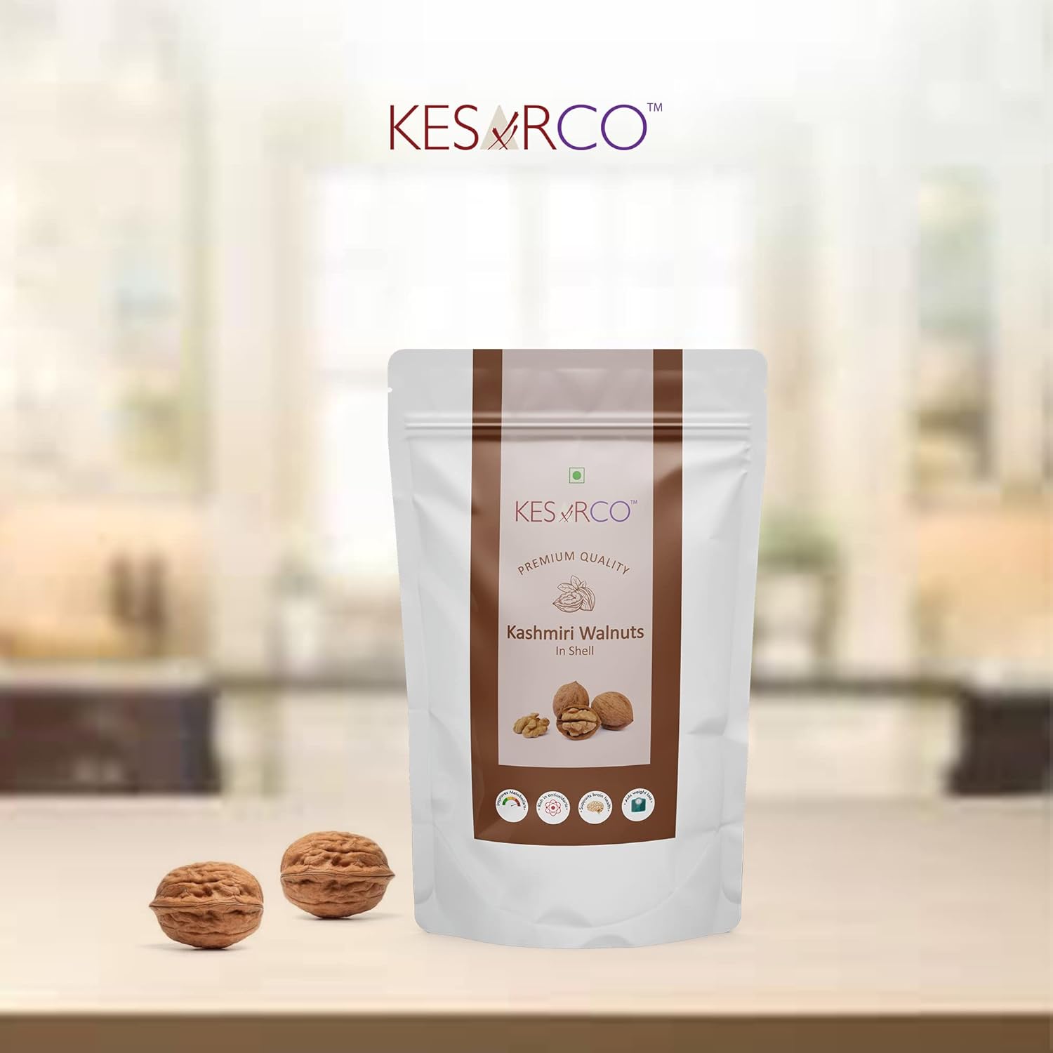 KESARCO 100% Natural Kashmiri Walnuts Inshell, Akhrot Giri, Premium Kashmiri Walnuts With Shell, High In Protein & Iron (250 Gm)