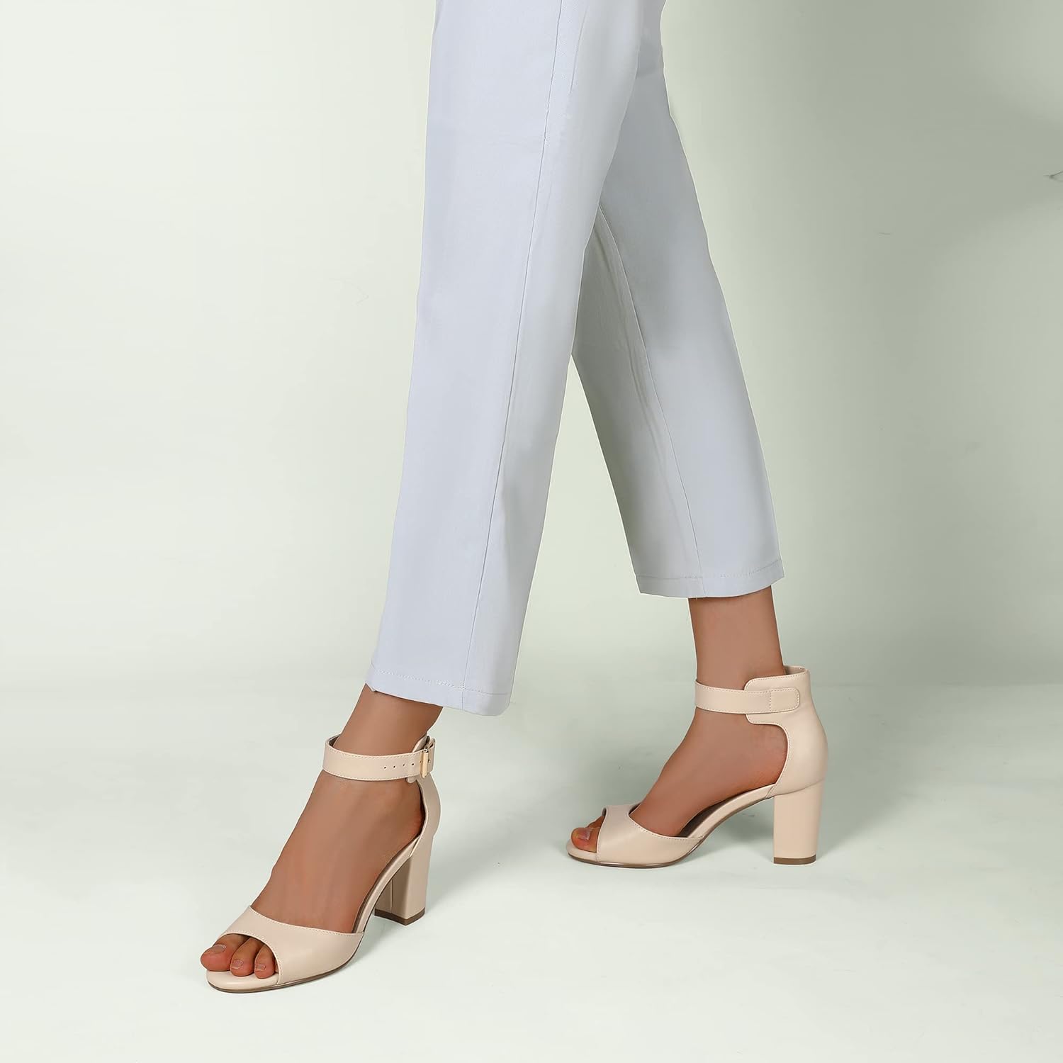 IDIFU Women's Candie-MI Peep Toe Low Block Heels Sandals Ankle Strap Comfy Chunky Wedding Dress Shoes - Image 3