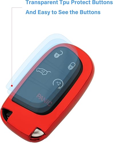 Miniatura 8 de Funda para llavero Jeep con llavero, carcasa de llave de TPU suave protección completa para Grand Cherokee Renegade Chrysler 200 300 Dodge RAM
