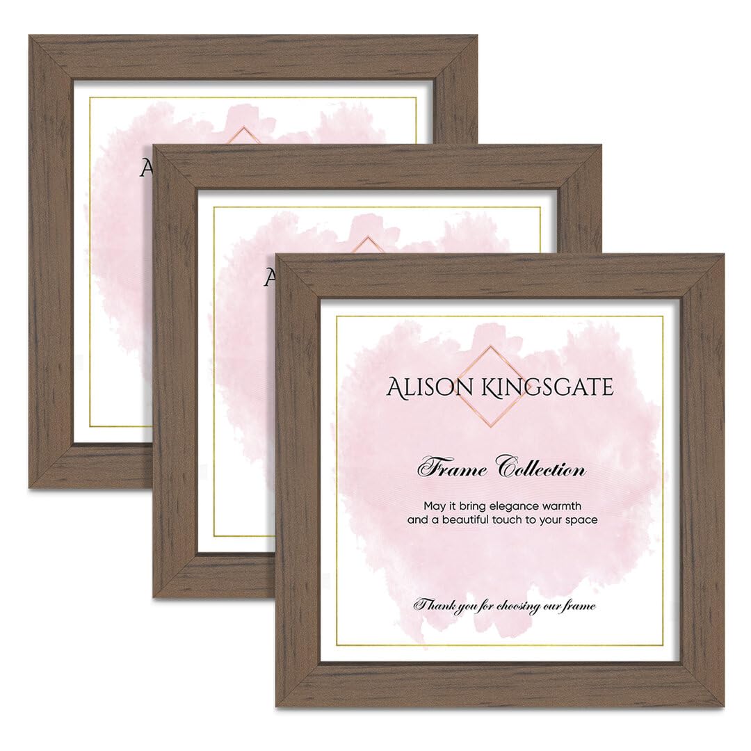 Alison Kingsgate 17X17 Walnut Modern Photo Frames Pack of 3 - Engineered Wood Picture Frame with Perspex Front - Ideal for Certificates - Wall Mount or Tabletop - Multiple Sizes & Colors — image 1