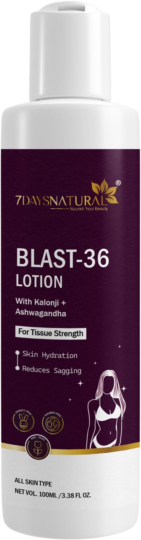 7DAYSNATURAL Topup-36 Lotion for Women | Hydrating & Nourishing Body Lotion | Softens & Revitalizes Skin | Lightweight & Non-Greasy Formula (100ml)
