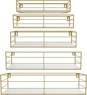 CRUGLA Gold Floating Shelves Wall Mounted Set...,