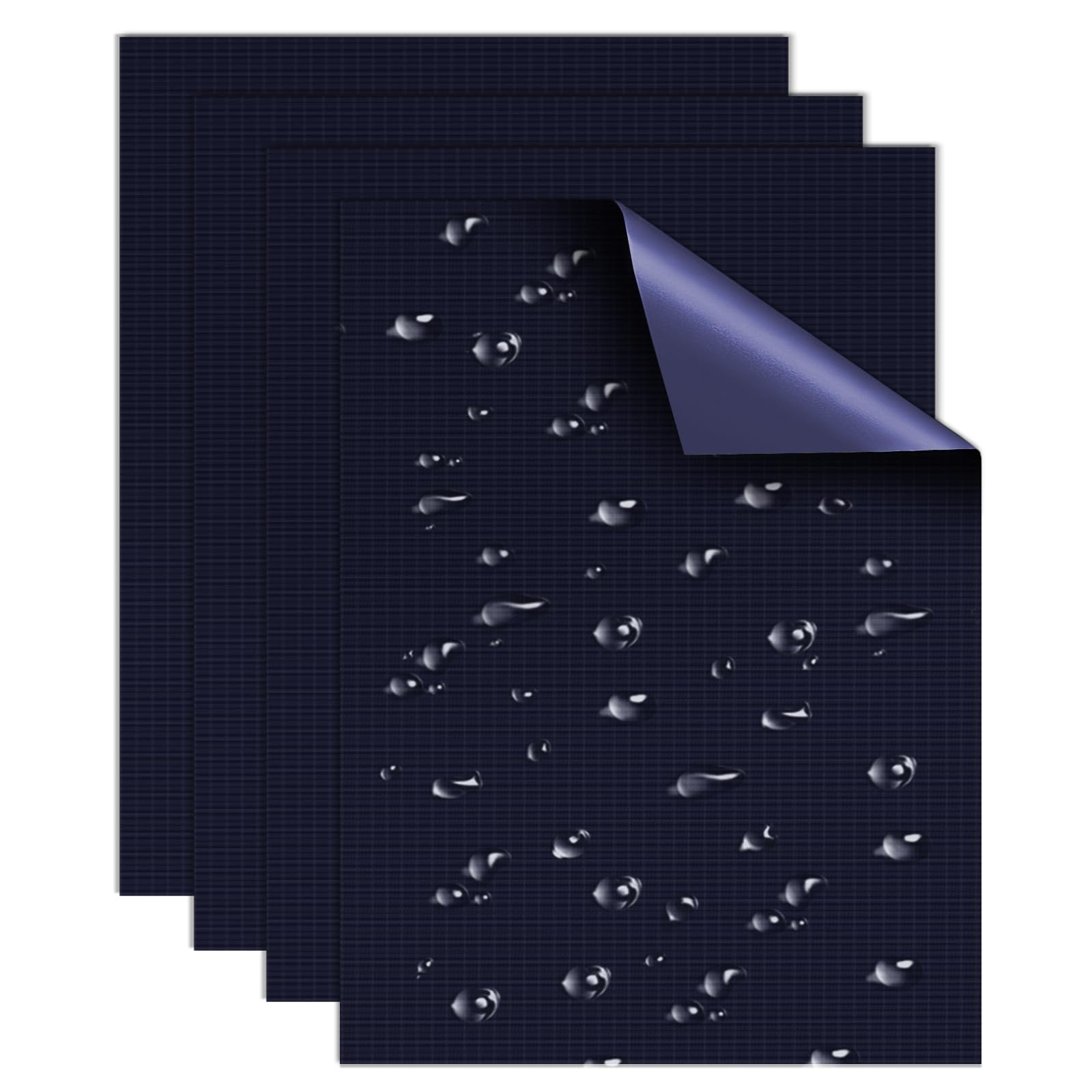 Skystuff 4PCS Self-Adhesive Nylon Repair Patches for Tent, Down Jacket, Clothing & Puffer Coat - Heavy Duty Waterproof Fabric Tape Repair Kit for Outdoor Gear, Sleeping Bag, Backpack, NavyBlue