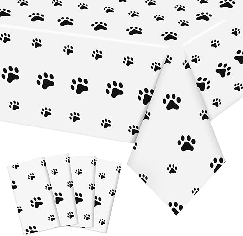 Miniatura 1 de ZAKVOOR Paquete de 4 manteles rectangulares de plástico con estampado de la Patrulla Canina de Cachorros, para suministros de fiesta temática de