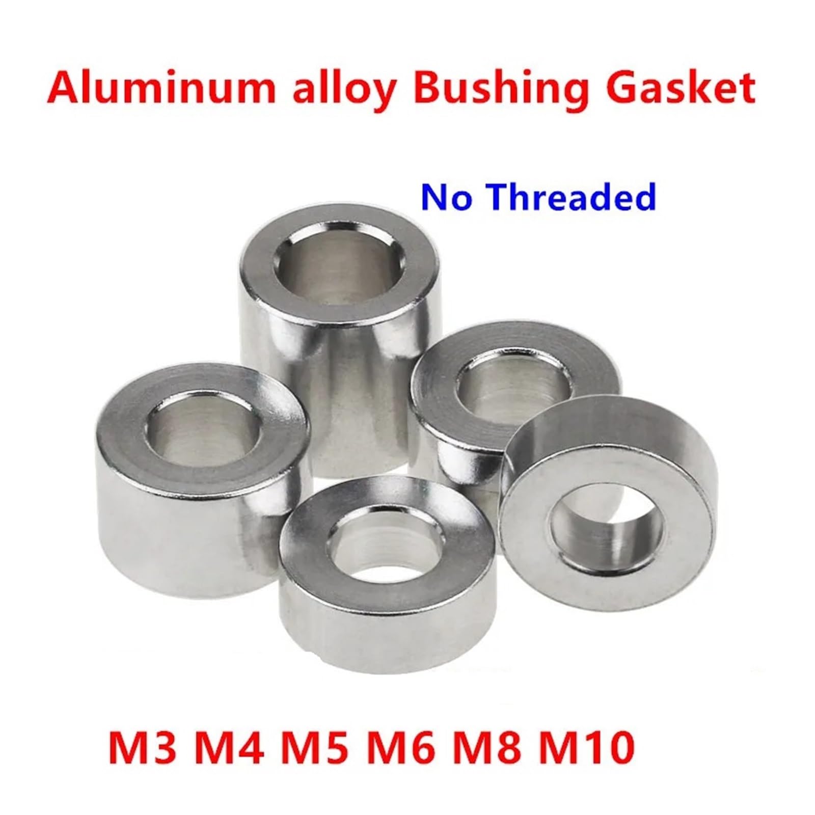 Entretoises rondes en alliage d'aluminium, rondelles plates en acier inoxydable, 5/10 pièces M3 M4 M5 M6 M8 M10, rondelles creuses rondes en aluminium, sans filetage
