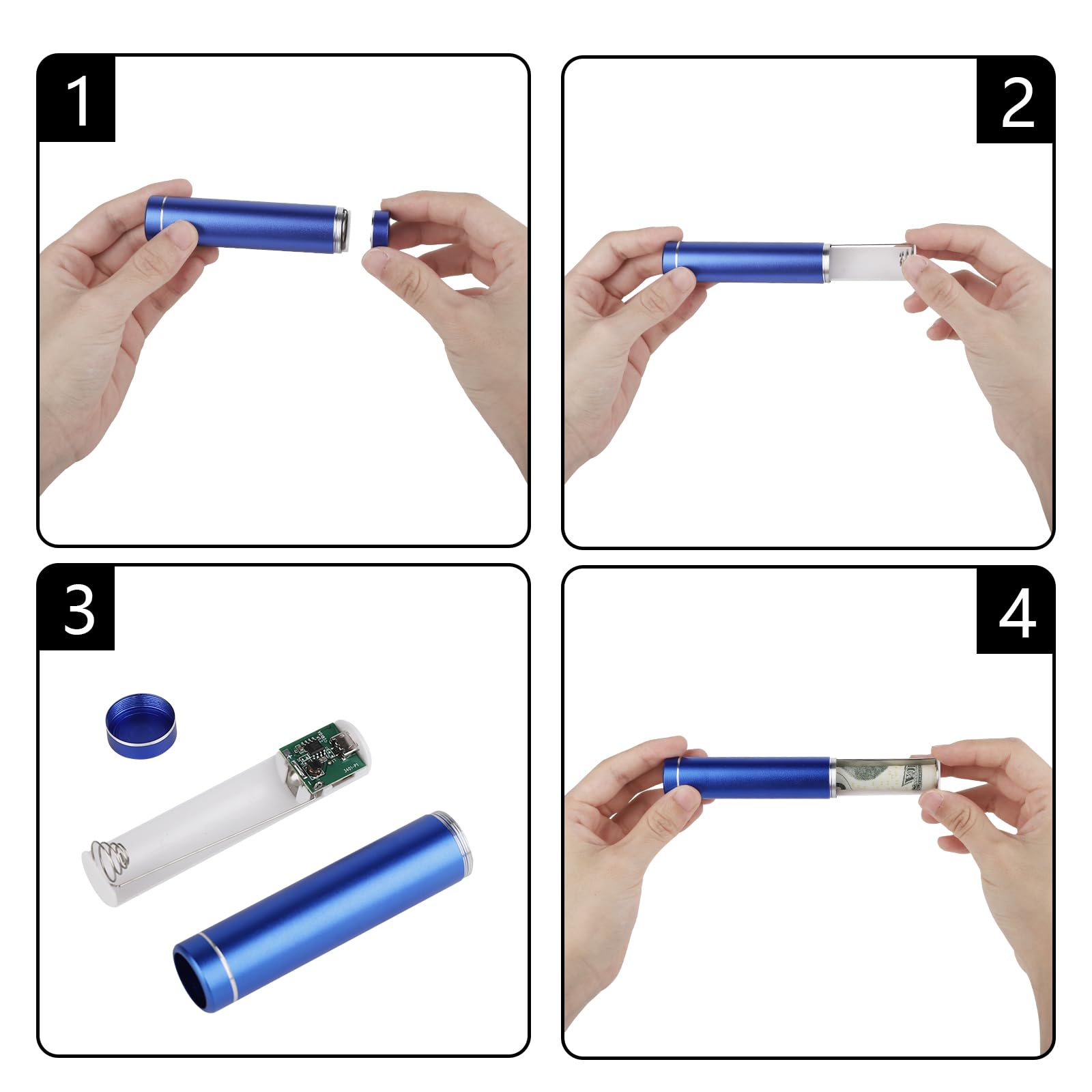 USB Charger Diversion Safe Secret Stash Safes,Portable Secret Hidden Container,Hidden Secret Compartment to Hide Jewelry or Valuables (Blue)