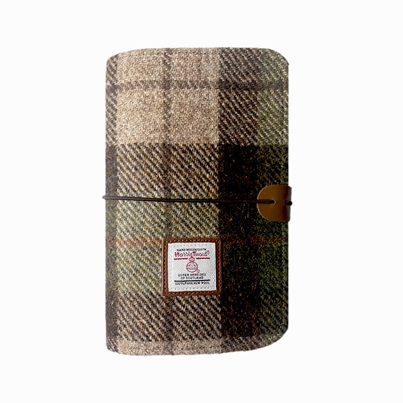 TAILORMAP Harris Tweed A6 Notebook Binder,Wool Fabric Refillable A6 Binder,6 Ring planner with A6 Refill Papers,Pen Loop A6 Size Notebook Journals for Writing (No.3822)