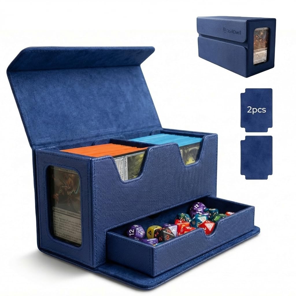 DeckDwell Double deck box, mtg commander box with 2 Commander Display & 1 Dice Tray, Fits 200+ Double Sleeved, tcg deck box for CCG TCG Sports