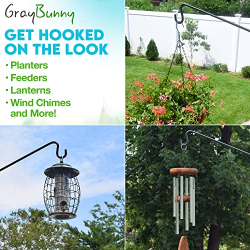 Heavy Duty Deck Hook- 2 Pack - 30" Bird Feeder Pole With 2" Non-Slip Clamp, Deck Hook For Bird Feeder, Planters, Lanterns, Wind Chimes - Rust Proof & Powder Coated Steel - Black #TOP4