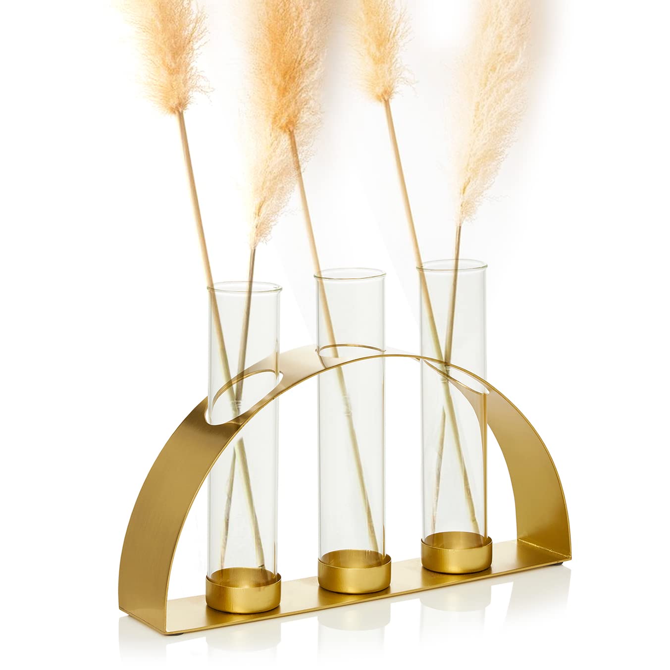 Bud Vase Set 3, Clear Glass Cylinder Vases for Wedding Centrepiece, Round Single Flower Decor, Gold Party Decor, Multiple Propagation Station, Wedding Table Centerpiece Decoration