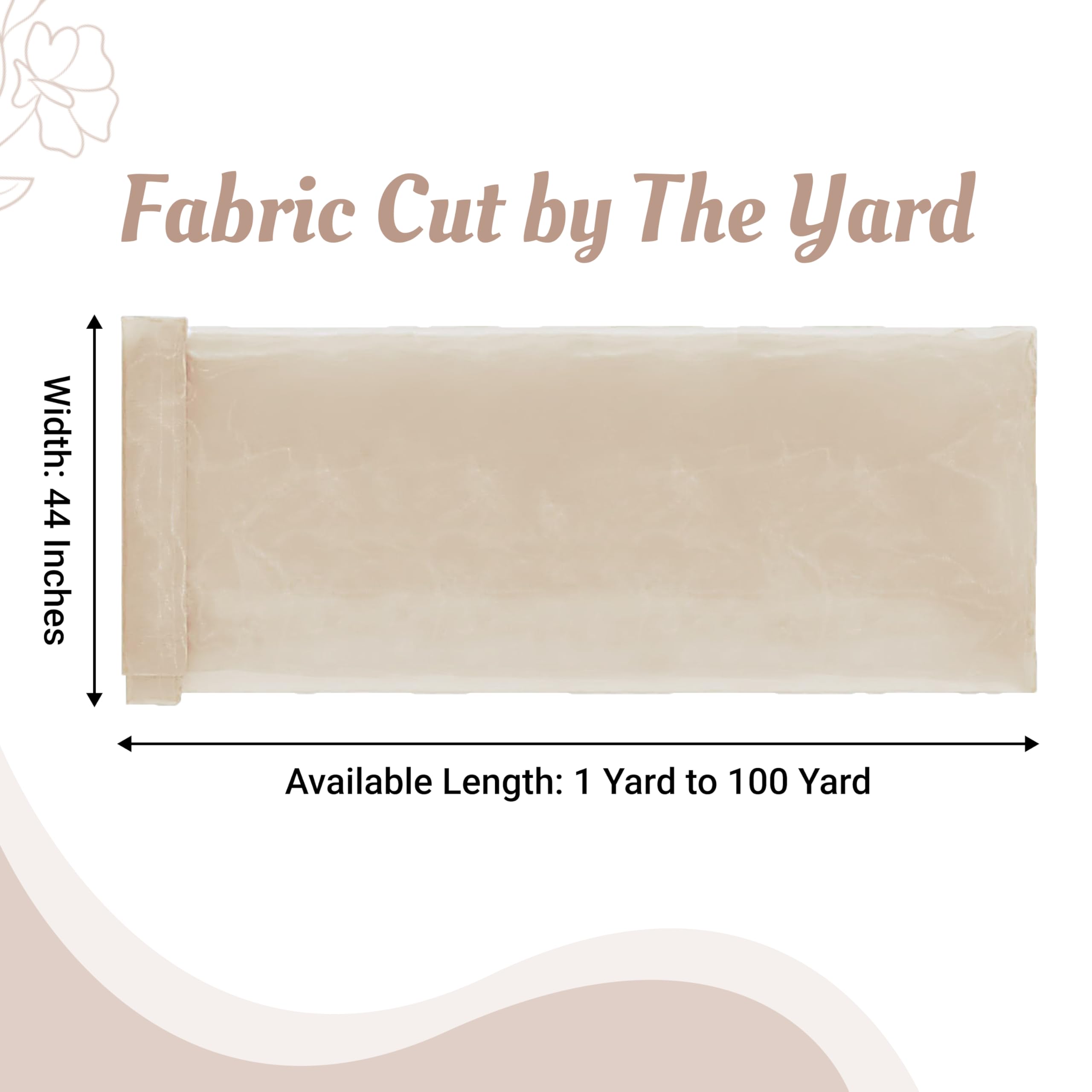 MDS Pack of 10 Yard Sheer Organza Fabric for Wedding Party Home Event Banquet Decorations, Backdrop Curtain Craft Dress Sewing Fashion DIY Crystal Organza Tulle Fabric Bolt 44” Wide - Cream — view 2