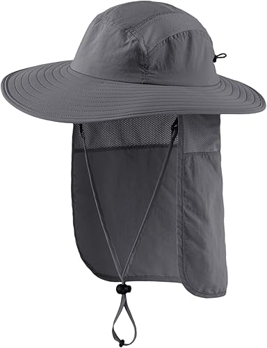 Home Prefer - Gorra de protección solar SPF 50 para hombre con ala ancha y solapa para el cuello