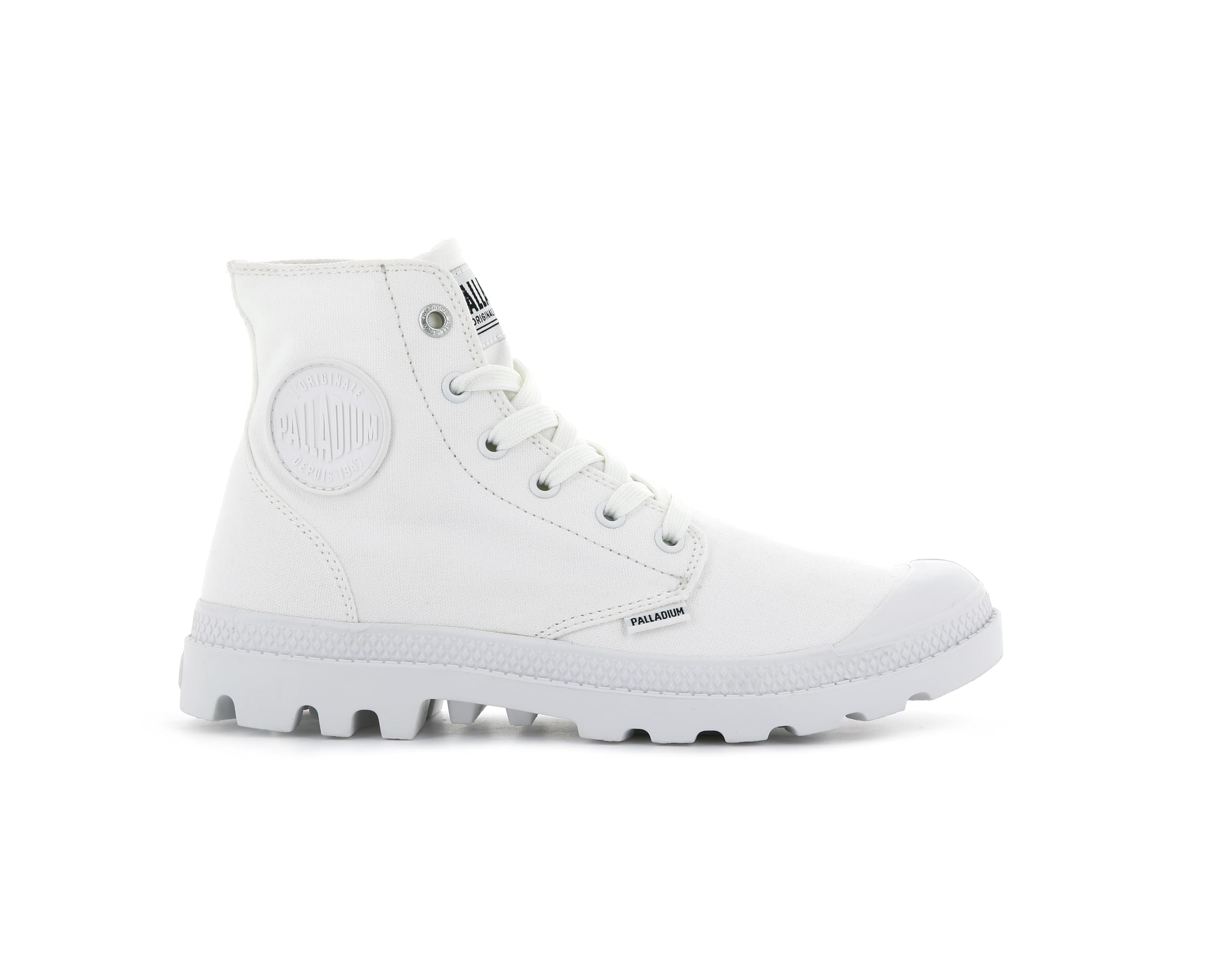 Palladium White Lace-Up Boots, Male, 10 1/2 Uk, Canvas Military Style Boots