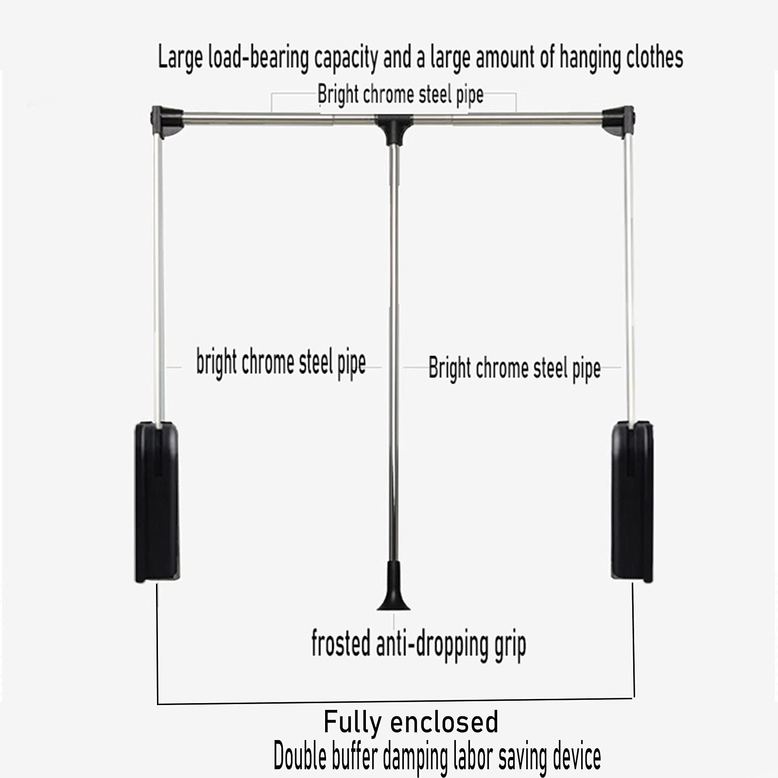 Asta Appendiabiti Estraibile, aste Appendiabiti Estraibili Regolabili, Binario Appendiabiti da 51-121 cm, capacità di carico 88 libbre, Appendiabiti salvaspazio, Organizer Estensibile per Un