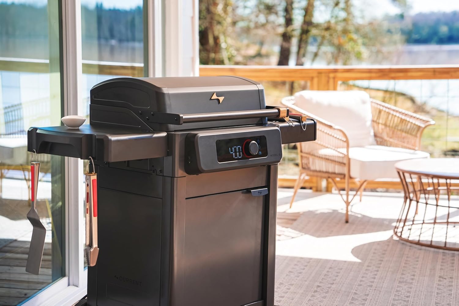 Photo 1 of **Missing Box, only to use for parts*Current® Model G Griddle, Smart Electric Outdoor Flat Top BBQ Grill with 200°F to 600°F Range for Searing & Roasting, Digital Precision, Apartment-Friendly & Weather-Resistant, Moon Dust