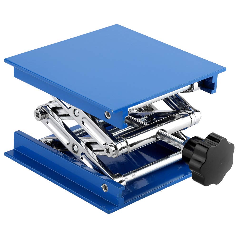 Laborständer, 100 x 100mm Labor Scherenheber, Blau Galvanisierter Aluminium Hebebühne Rack Hebebühne Heber Scherenhubtisch