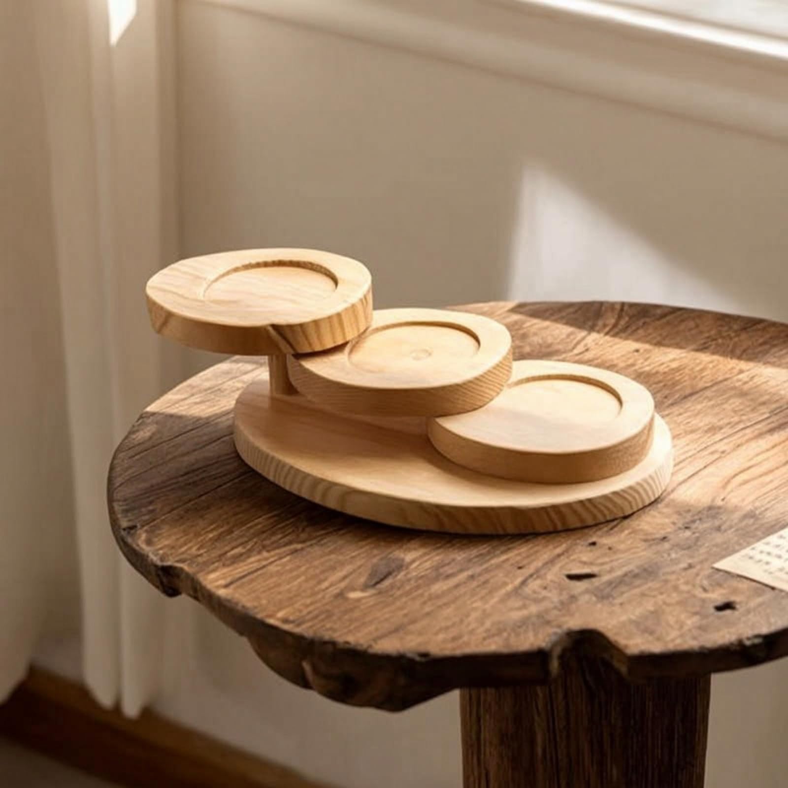 Baoblaze Bandeja Elíptica para Servir Bandeja Soporte Expositor Centro de Mesa Madera con Bordes Suaves y Base Firme Diseño Que la Presentación Adecuada para , Escalera De 7 Pasos Ovalada
