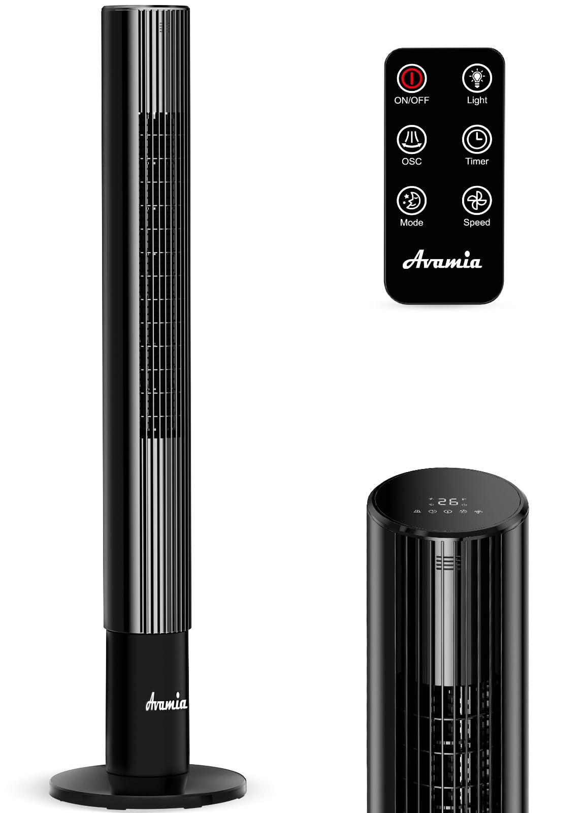 Ventilateur Colonne YASHE 43'' - Silencieux 28dB, Oscillation 85° - Télécommande, Minuterie 12h - 3 Vitesses & Modes - Pour Bureau Ou Maison