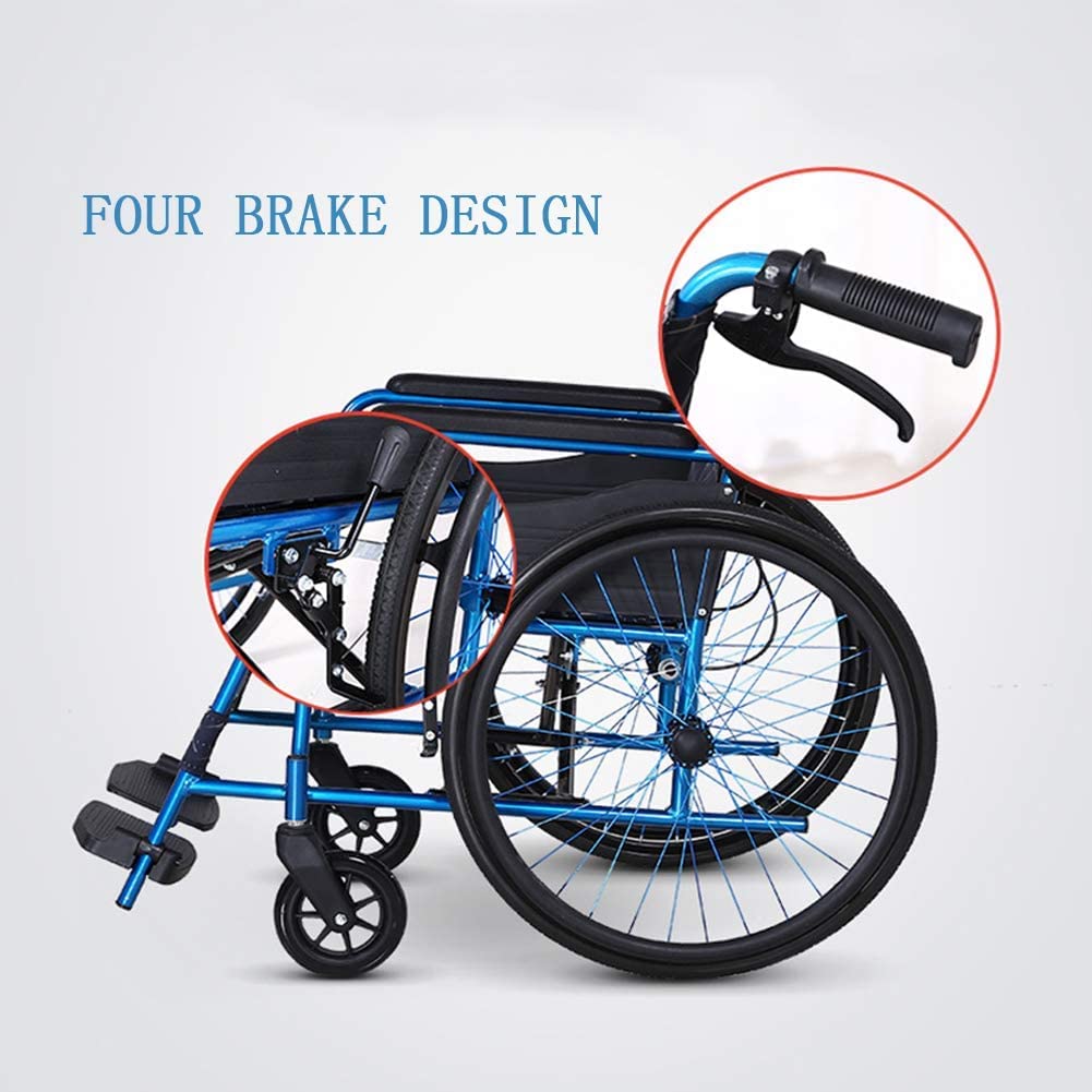 Silla de Ruedas Manual Ligera de Aluminio con Bolsa de Almacenaje Respplegable Silla de Ruedas Autopropulsable/Floral Cloth