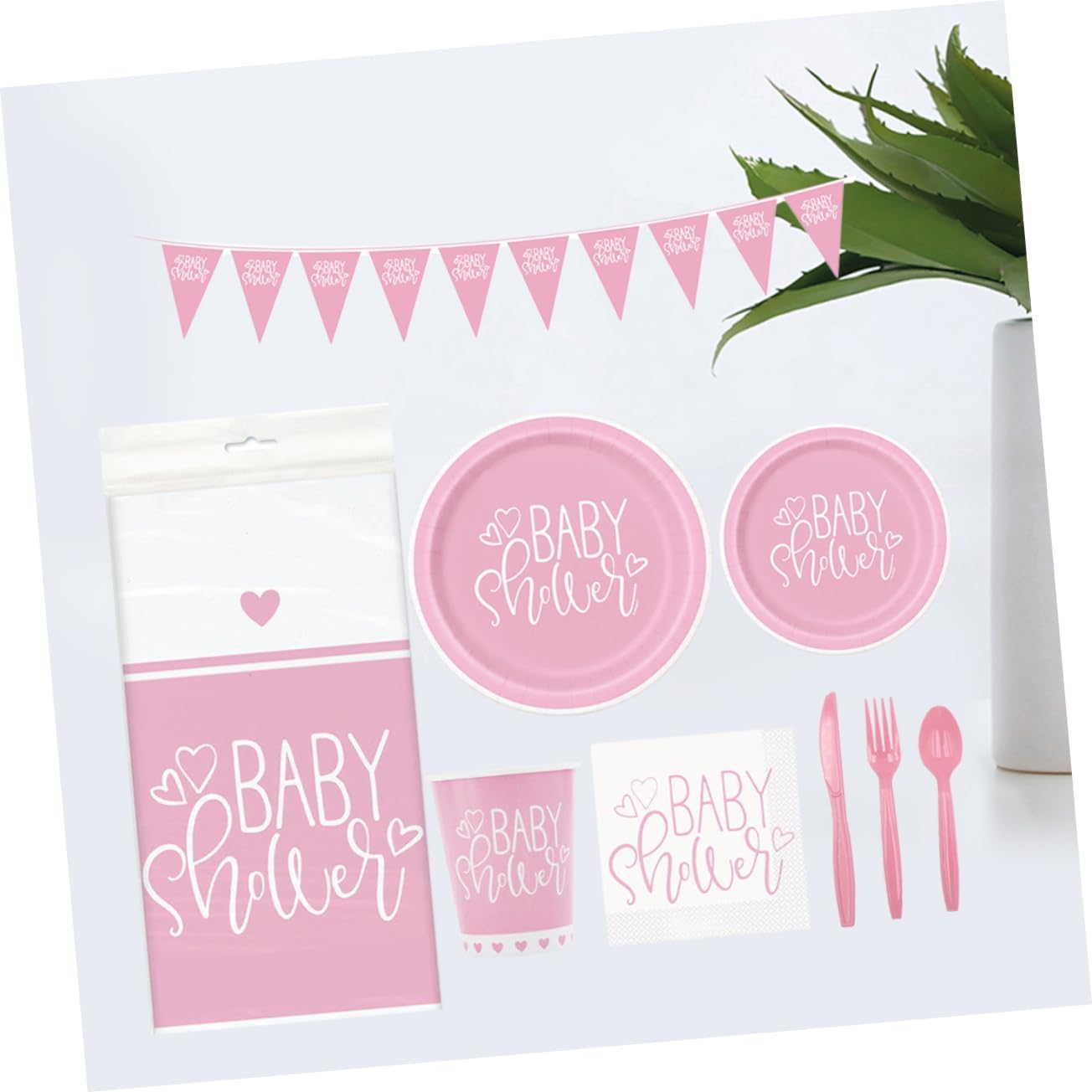 Shower Table Decorations 16pc Birthday Party Supplies Kit Disposable Tableware Banner Party Supplies Set for Boys and Girls