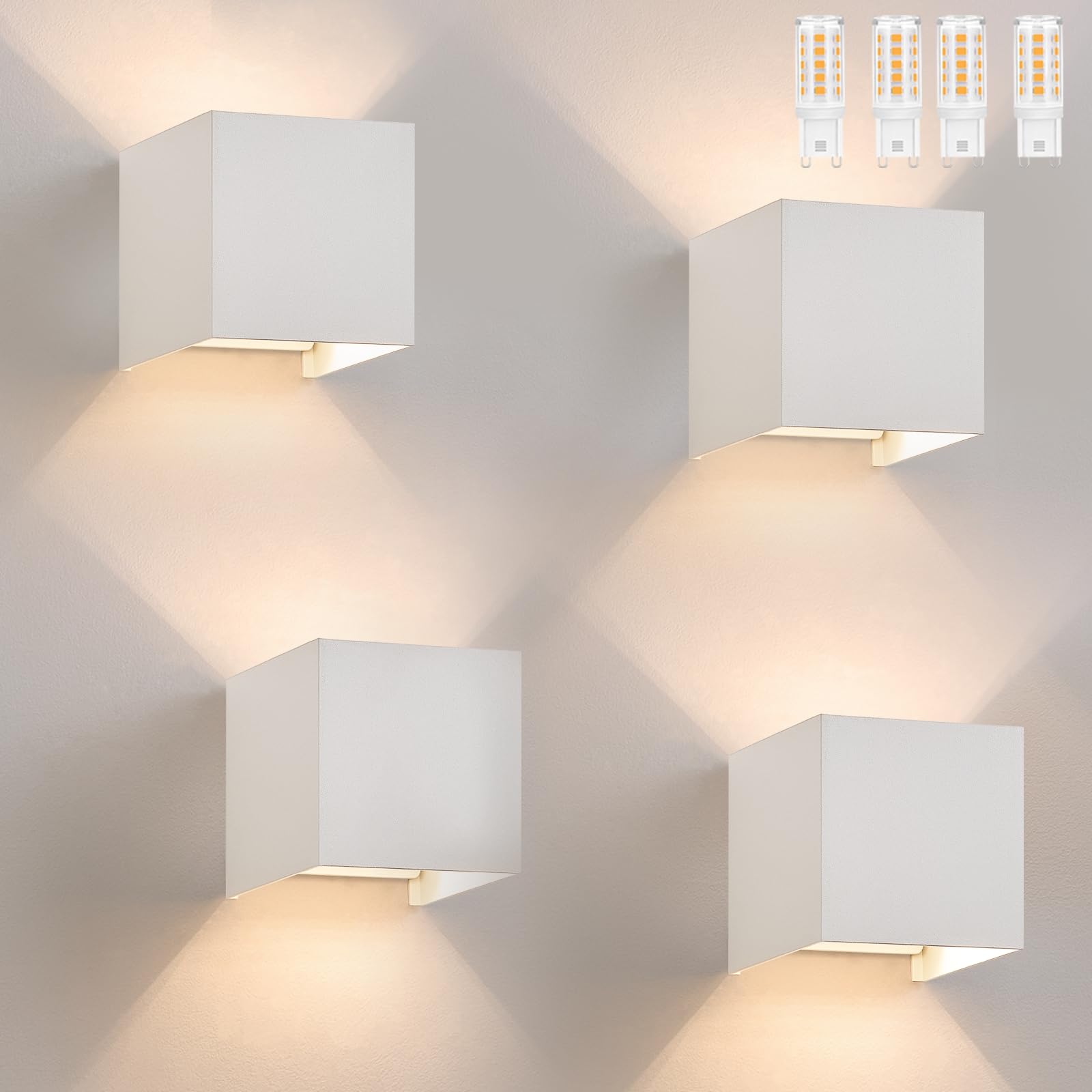 Homefire LED Wall Light Set of 4 - Indoor/Outdoor, Warm White, IP65 Rated, Up/Down Stair Lighting for House, Bedroom, Hallway, Staircase