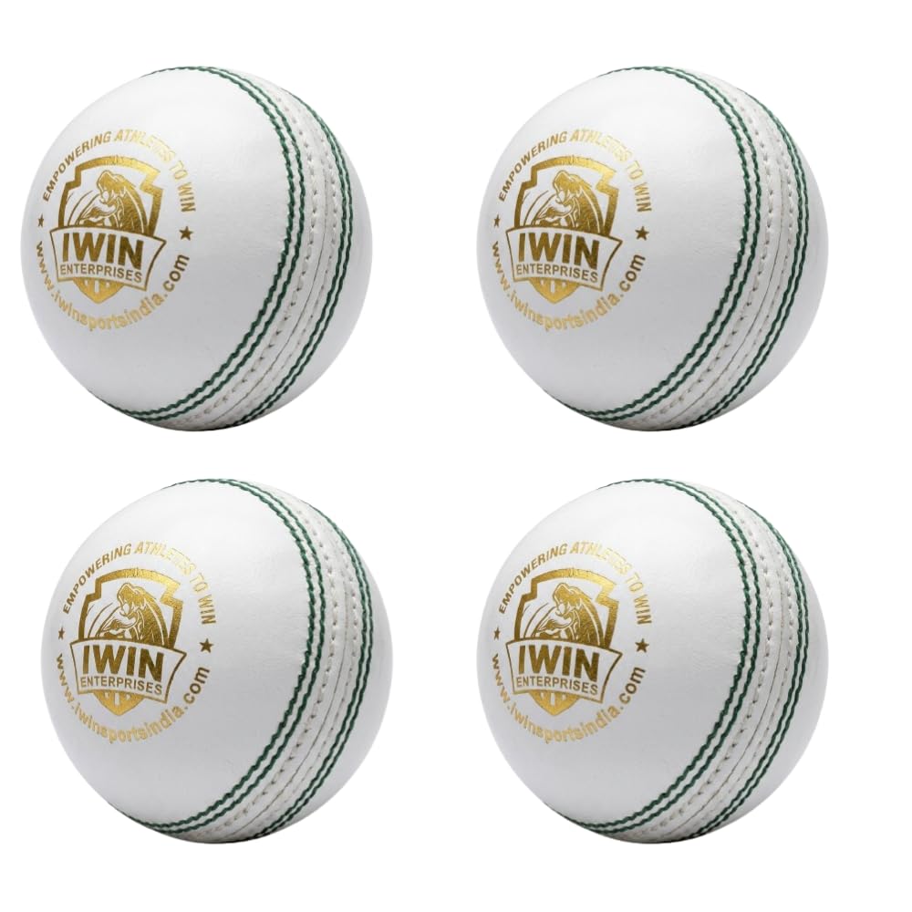 Test Professional Grade Leather Cricket Ball, White Regular Size, Genuine Alum-Hide, Hand Stitched Cricket Match Ball, Waterproof 4 Ball-image-4