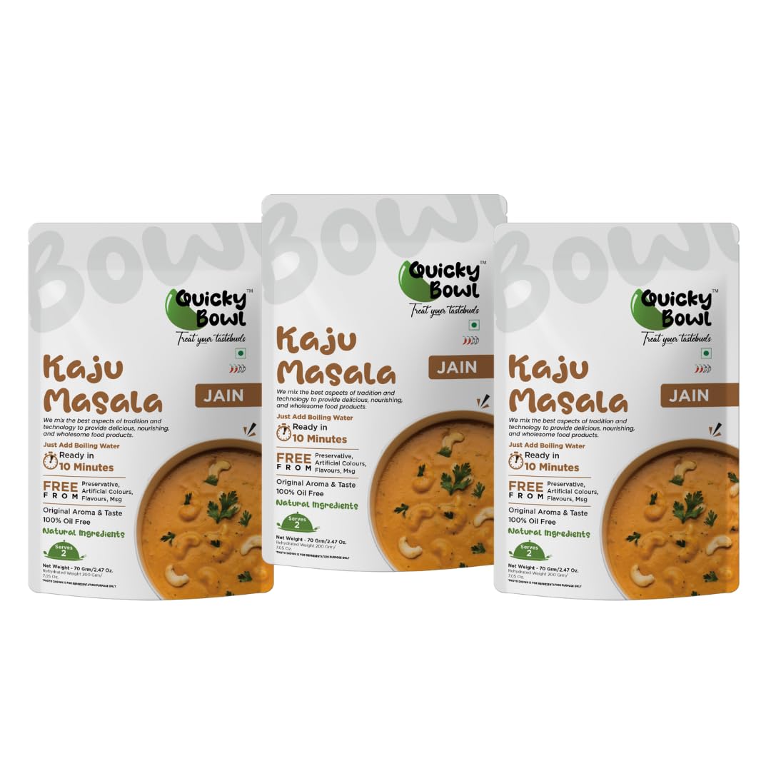 QuickyBowl Jain Kaju Masala | Cashew Curry | Ready to eat | No Onion No Garlic | Instant Food | (Pack of 3)