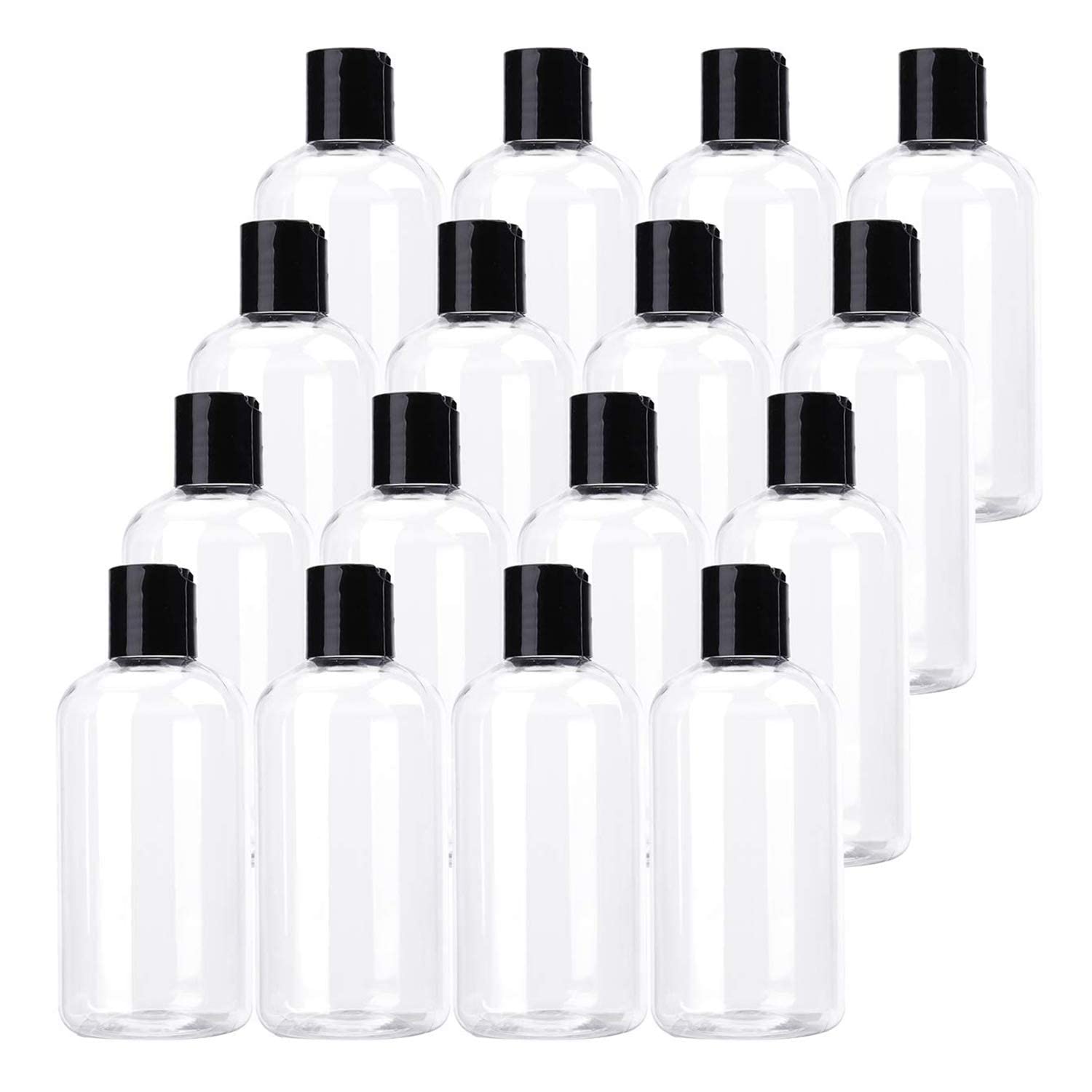 Hunky Dory 10pcs 200ml Empty Clear Plastic Bottles Refillable Travel Size Cosmetic Containers Small Leak Proof Squeeze Bottles with Black Flip Cap for Toiletries,Shampoo.-picture-16