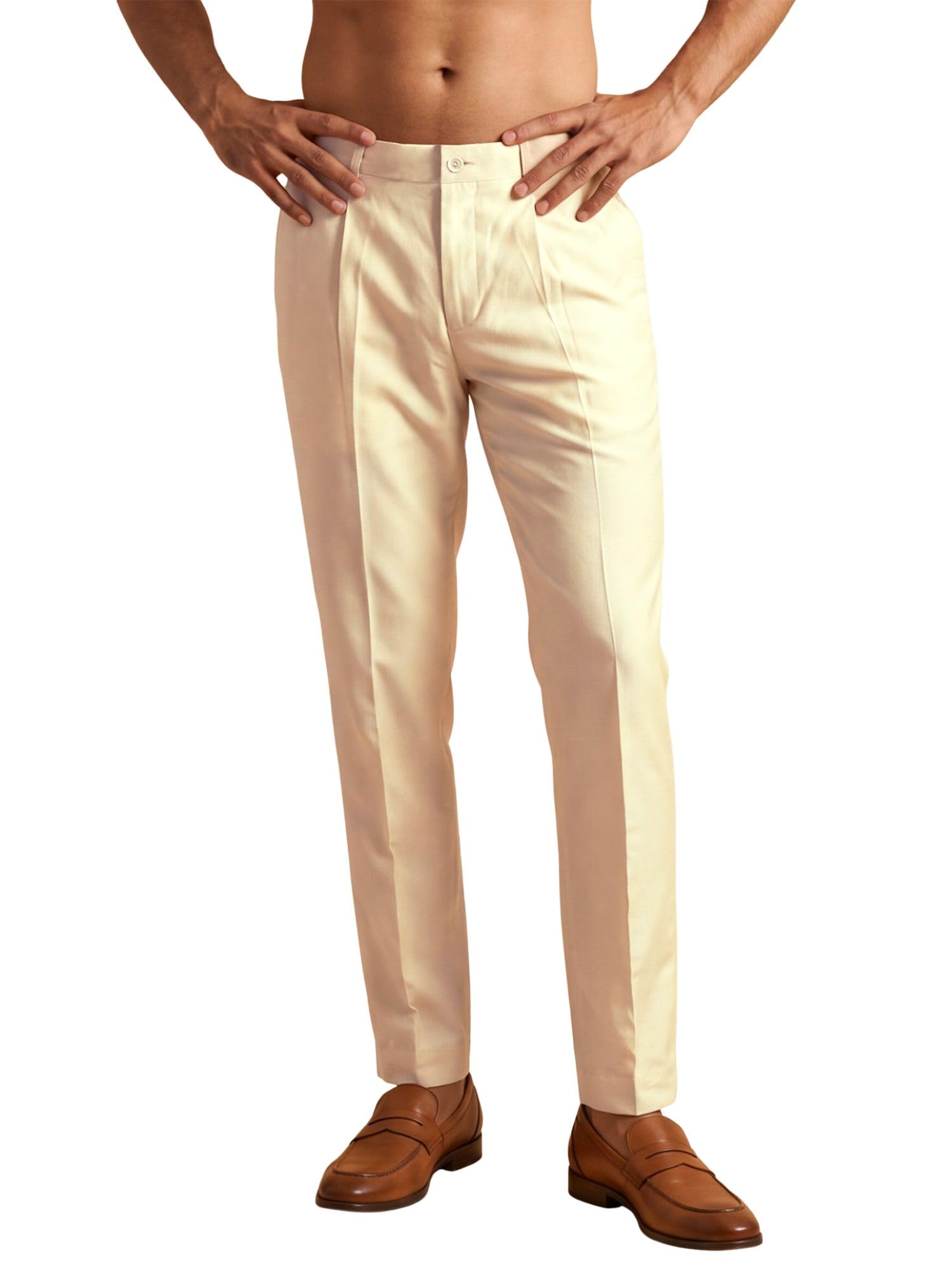 Libas Menâ€™S Casual Regular Trouser | Solid Traditional Trouser for Kurta | Festive, Wedding in neutral