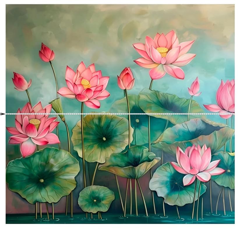 Image of Backdrop for Wedding Decorations | Pooja Backdrop Cloth| Traditional Backdrop Decoration Cloth Multi Colour Pink Lotus Four flowers8 8 feet ugadi backdrops| Backdrop for Pooja