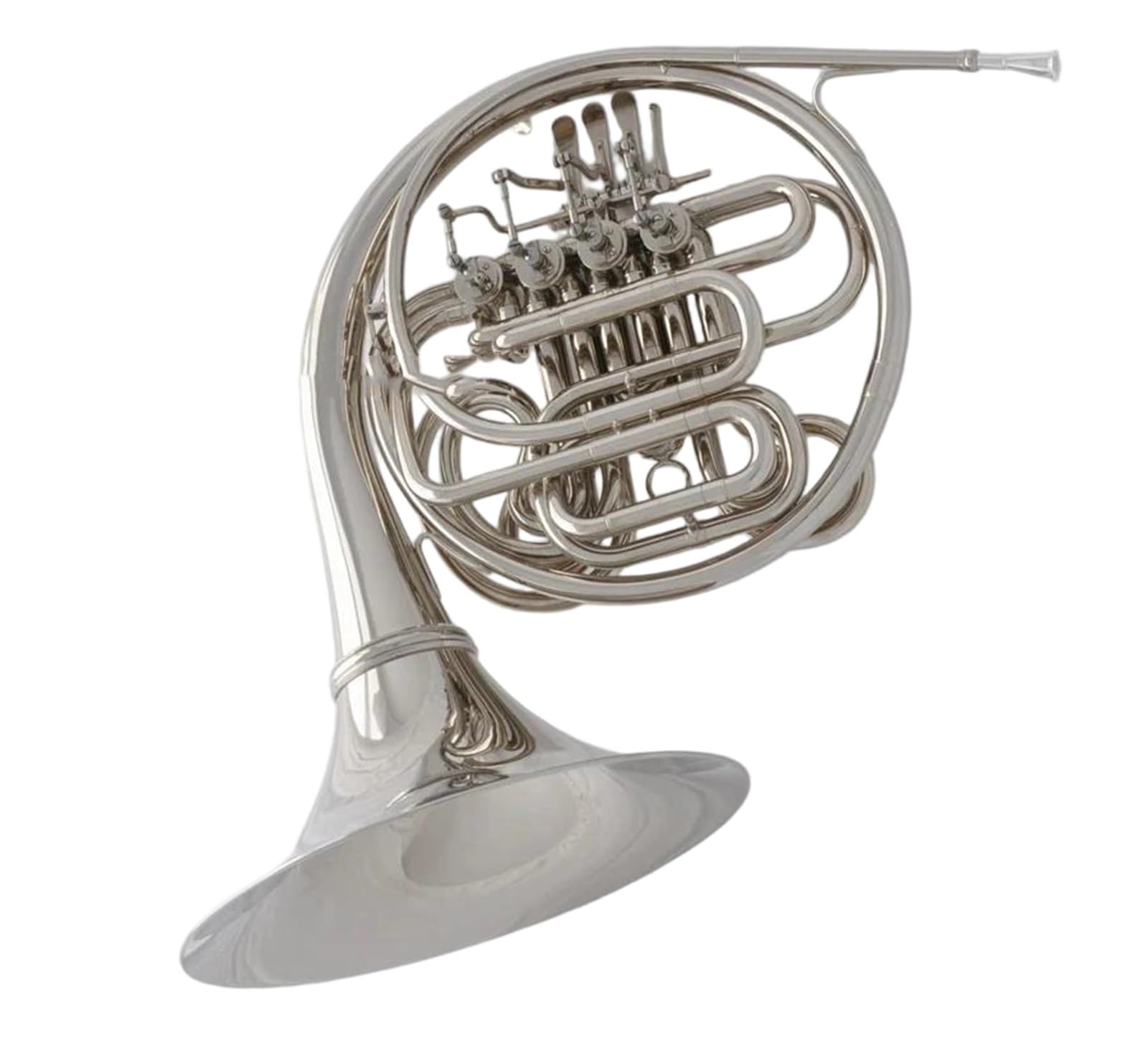 Instrument Muzyczny Waltornia Profesjonalny Srebrny Niklowany Podwójny Klucz F Bb Z Futerałem
